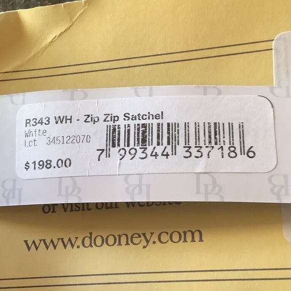 NWT Dooney & Bourke bone pebbled leather gold hardware Zip Zip satchel purse - Picture 13 of 13